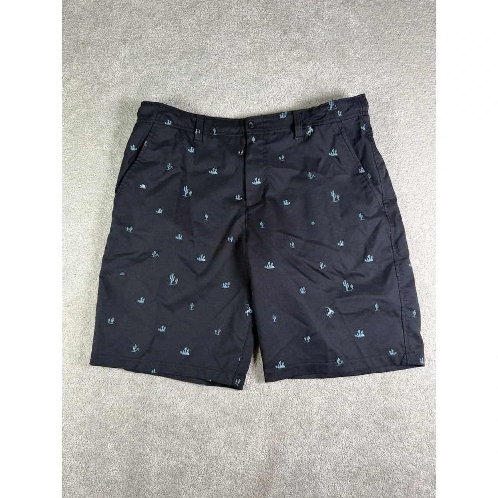 Under Armour Youth XL Golf Shorts Black Blue Cactus Desert Print Stretch Cinch
